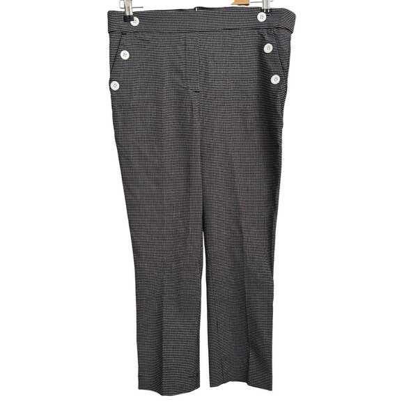 Jules & Leopold Womens Black & White Checkered Button-Accent Pants Mid-Rise Slim - Picture 1 of 11